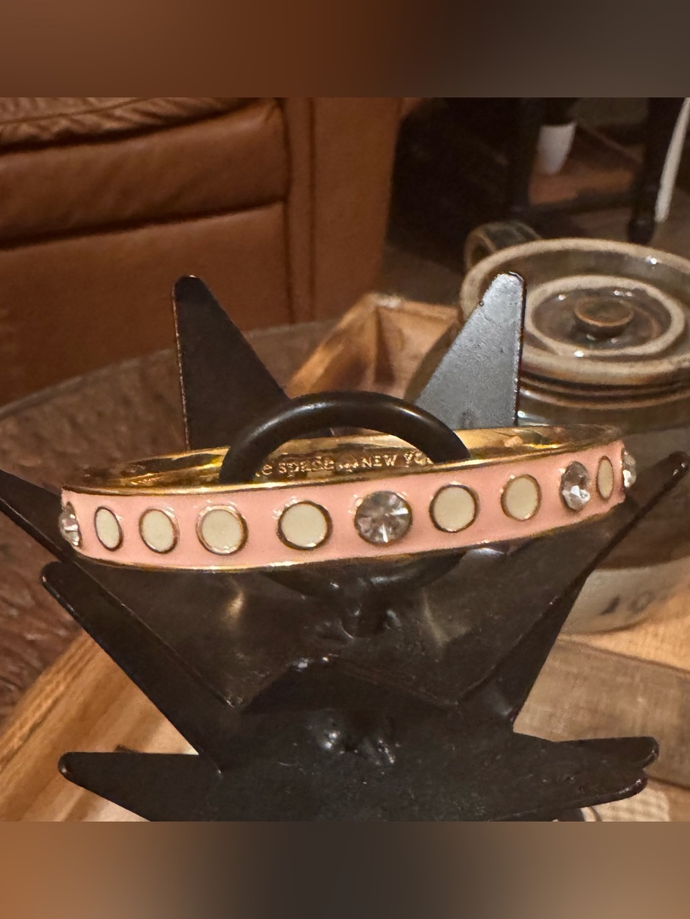 Kate Spade Pink Enamel Crystal Accent Bangle Bracelet